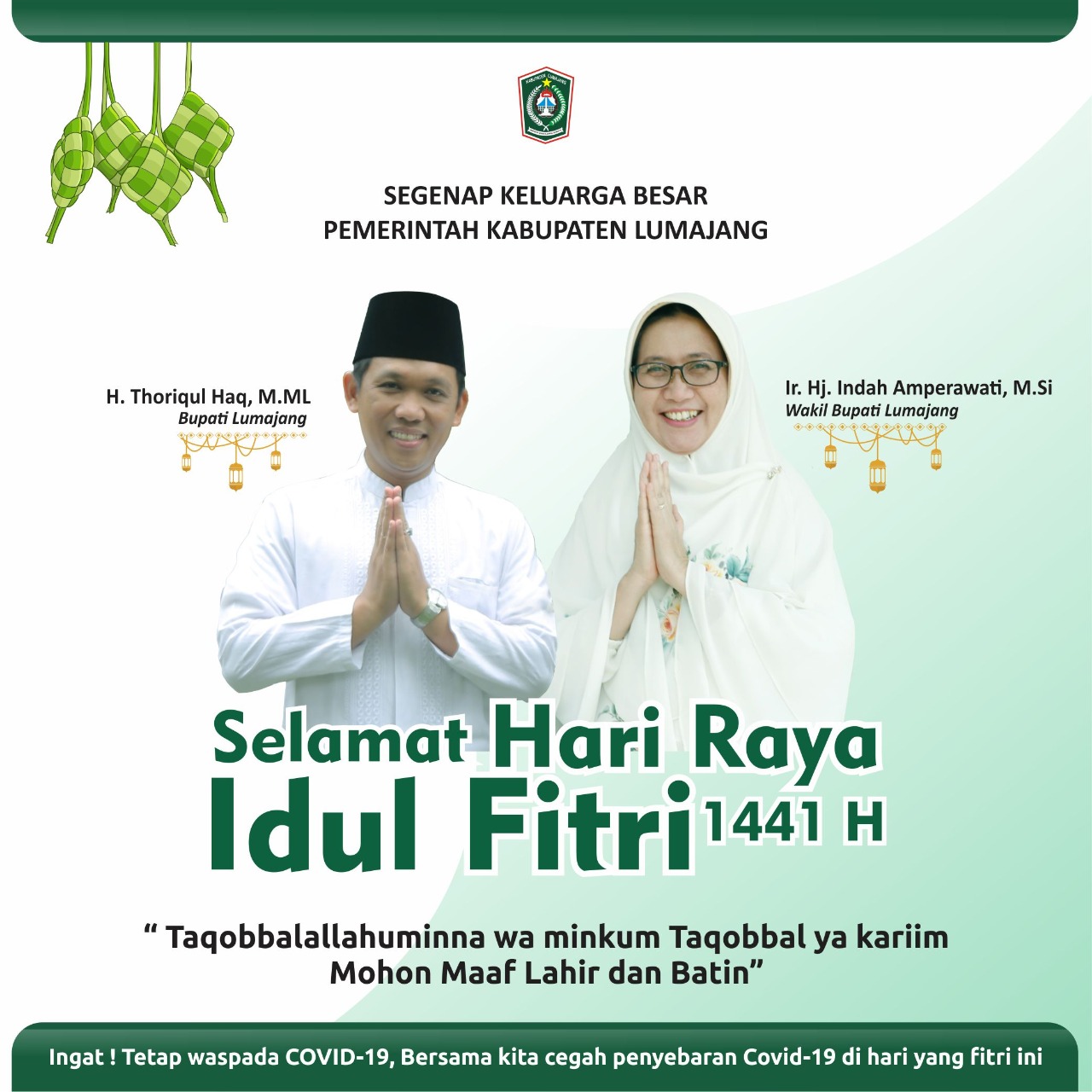 Segenap Keluarga Besar Pemerintah Kabupaten Lumajang mengucapkan Selamat Hari Raya Idul Fitri 1441 H
